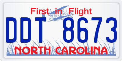 NC license plate DDT8673