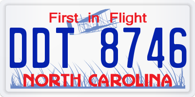 NC license plate DDT8746