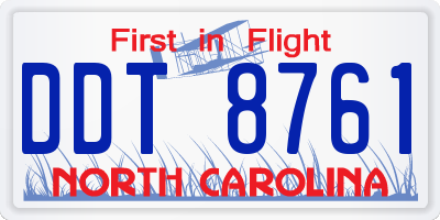 NC license plate DDT8761