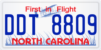 NC license plate DDT8809