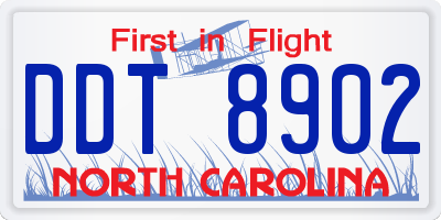 NC license plate DDT8902