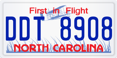 NC license plate DDT8908