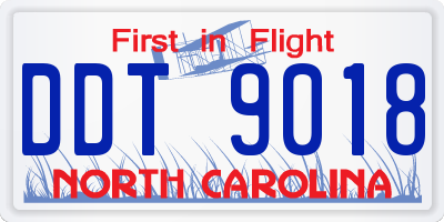 NC license plate DDT9018