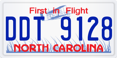 NC license plate DDT9128