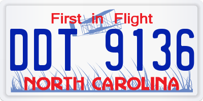 NC license plate DDT9136