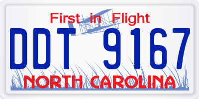 NC license plate DDT9167