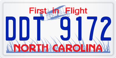 NC license plate DDT9172