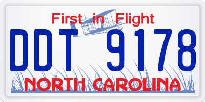 NC license plate DDT9178