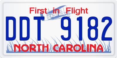 NC license plate DDT9182