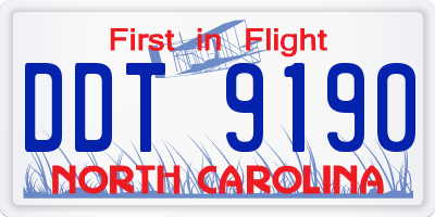 NC license plate DDT9190