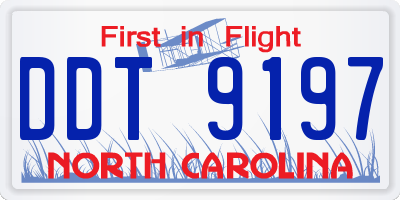 NC license plate DDT9197