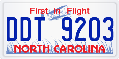 NC license plate DDT9203