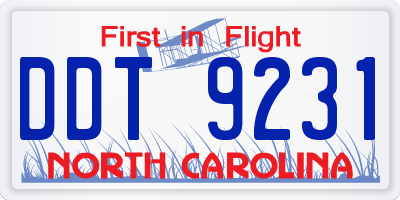 NC license plate DDT9231