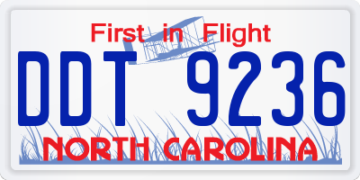 NC license plate DDT9236