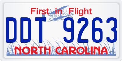 NC license plate DDT9263