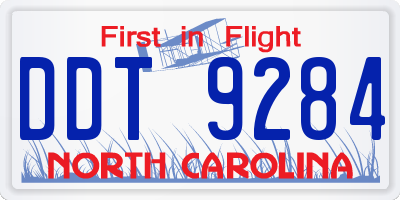 NC license plate DDT9284