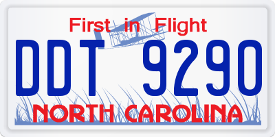 NC license plate DDT9290