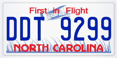 NC license plate DDT9299