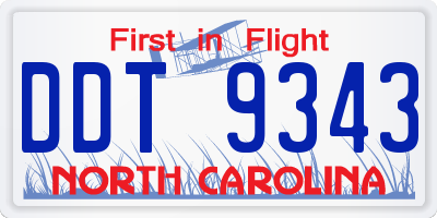 NC license plate DDT9343