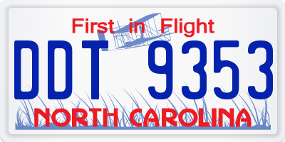 NC license plate DDT9353