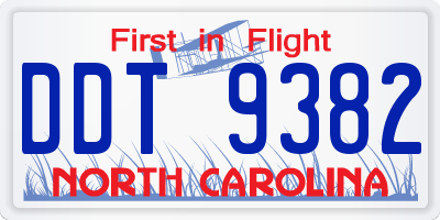 NC license plate DDT9382