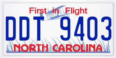NC license plate DDT9403