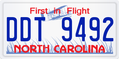 NC license plate DDT9492