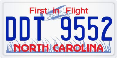 NC license plate DDT9552