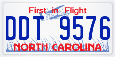 NC license plate DDT9576