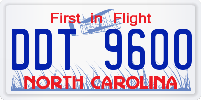 NC license plate DDT9600