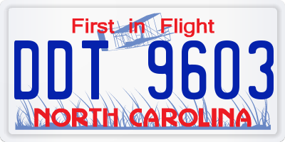 NC license plate DDT9603
