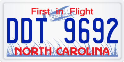 NC license plate DDT9692