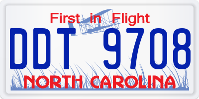 NC license plate DDT9708