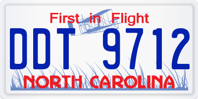 NC license plate DDT9712