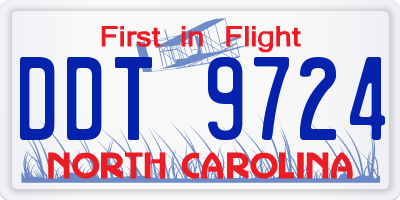 NC license plate DDT9724
