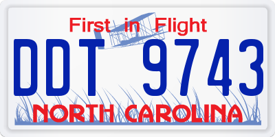 NC license plate DDT9743
