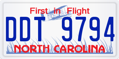 NC license plate DDT9794