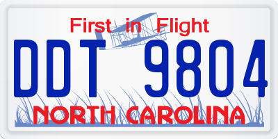 NC license plate DDT9804