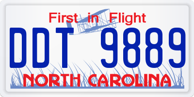 NC license plate DDT9889