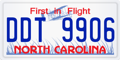 NC license plate DDT9906