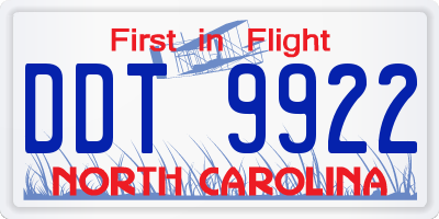 NC license plate DDT9922