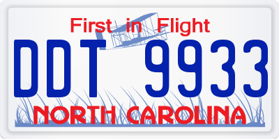 NC license plate DDT9933