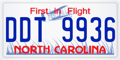 NC license plate DDT9936