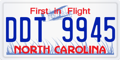 NC license plate DDT9945