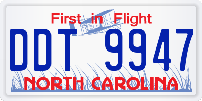 NC license plate DDT9947