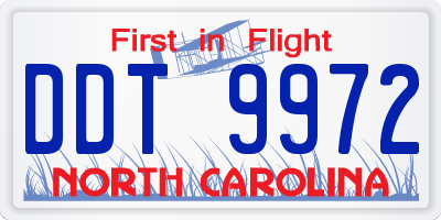 NC license plate DDT9972