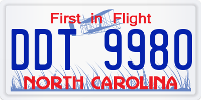 NC license plate DDT9980