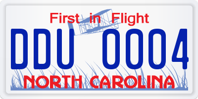 NC license plate DDU0004