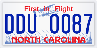 NC license plate DDU0087