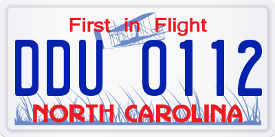 NC license plate DDU0112